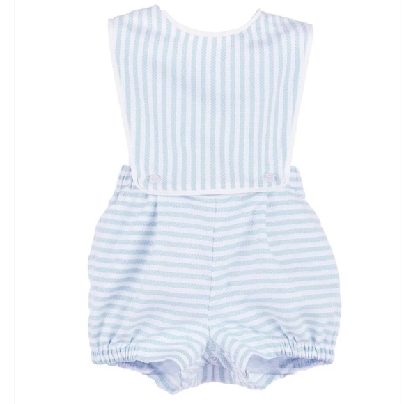 Sophie & Lucas Boys Coastal Classics Blue Striped Overall, 12M - Picture 1 of 5